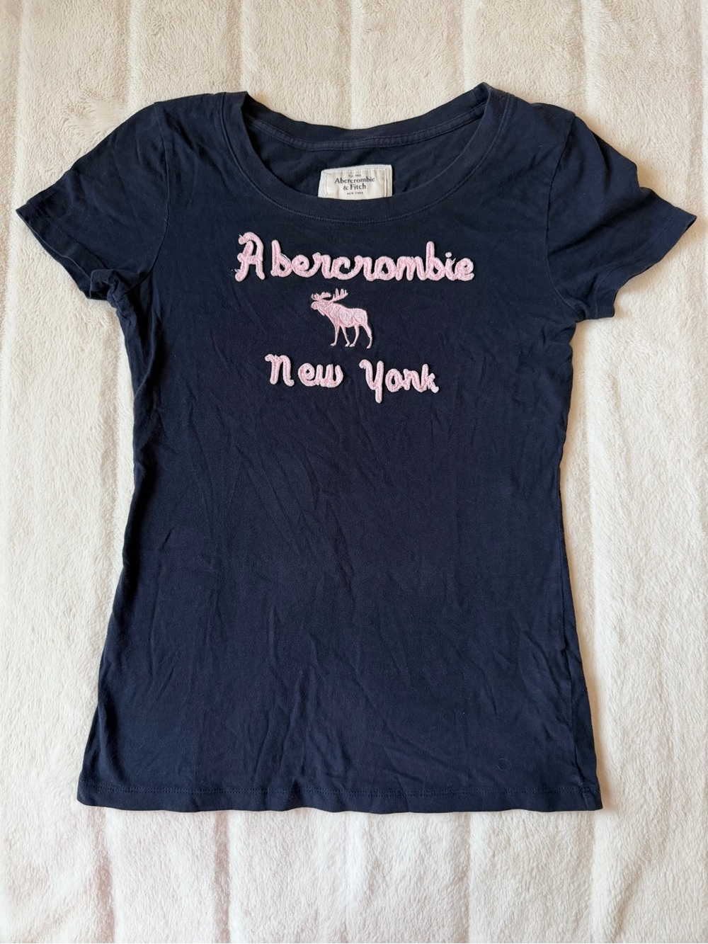 Vintage Y2K Abercrombie Baby Tee Navy Pink Size Medium